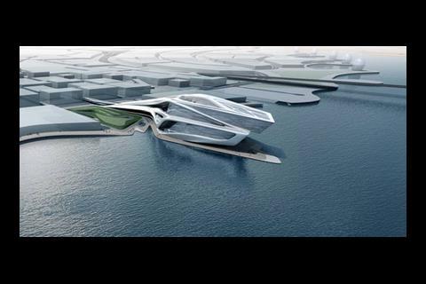 Zaha Hadid’s Performing Arts Centre sits on a promontory on the edge of Saadiyat Island’s cultural district
